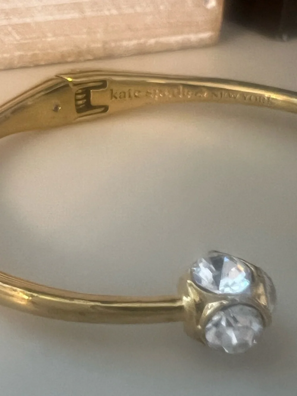 Kate Spade Gold Crystal Open Bangle Bracelet “Lady Marmalade” - Picture 2 of 6